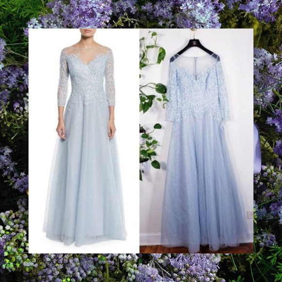$1,100 NWT Teri Jon Luxury Ice blue Ball Gown 4 S